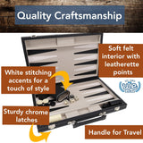 BACKGAMMON 15" BLACK LEATHERETTE BW