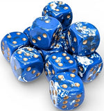 CHESSEX DICE 12D6 BRUSH WAVEBREAK GOLD BLUE