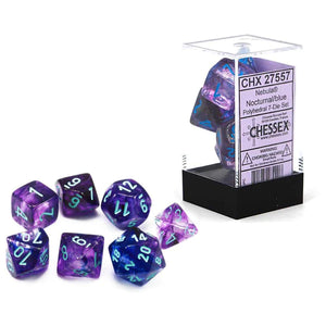 CHESSEX DICE 7PC NEBULA NOCTURNAL BLUE LUMINARY