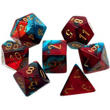 CHESSEX DICE 7PC GEMINI RED TEAL GOLD