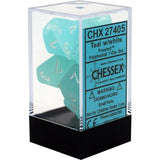 CHESSEX DICE 7PC FROSTED TEAL & WHITE