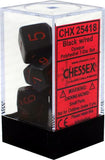CHESSEX DICE 7PC OPAQUE BLACK RED