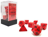 CHESSEX DICE 7PC OPAQUE RED BLACK