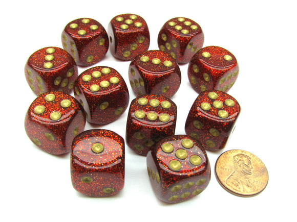 CHESSEX DICE 12D6 RUBY GOLD
