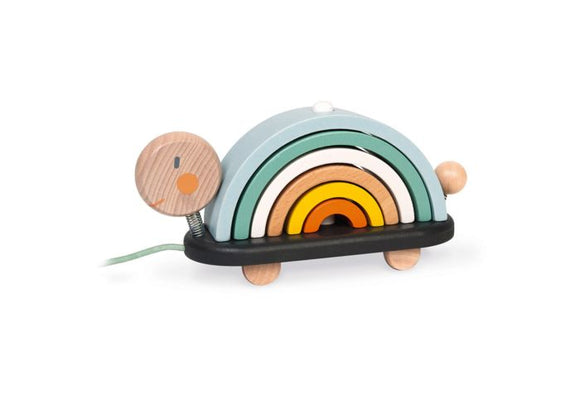 JANOD PULL ALONG RAINBOW STACKING TURTLE