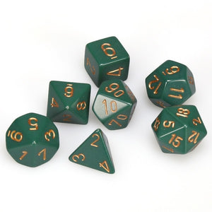 CHESSEX DICE 7PC OPAQUE DUSTY GREEN COPPER